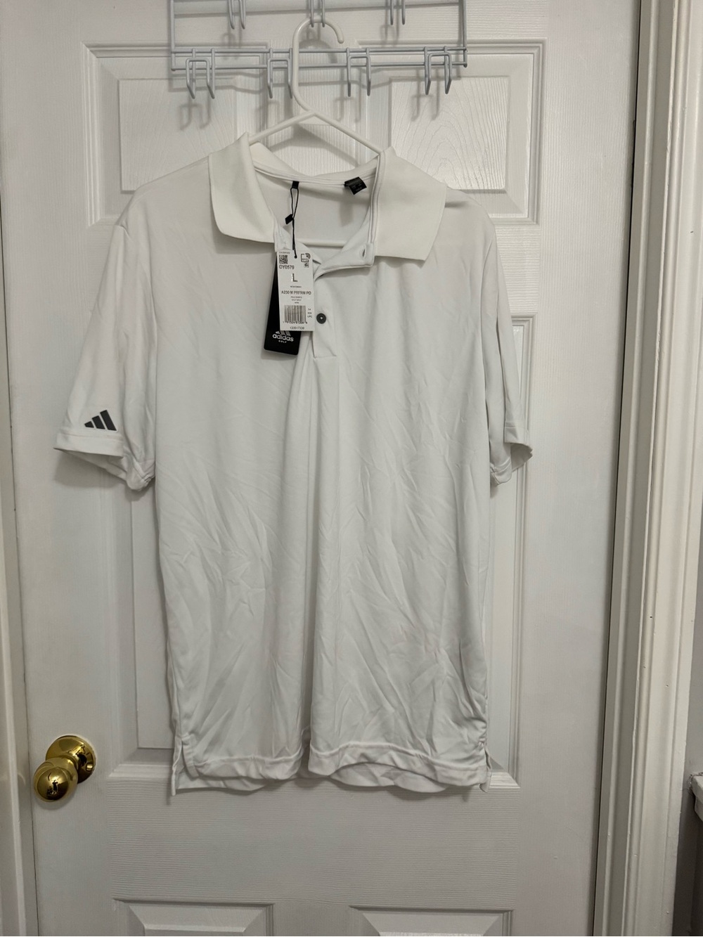 adidas White Men’s Polo Shirt with Subtle Sleeve Logo